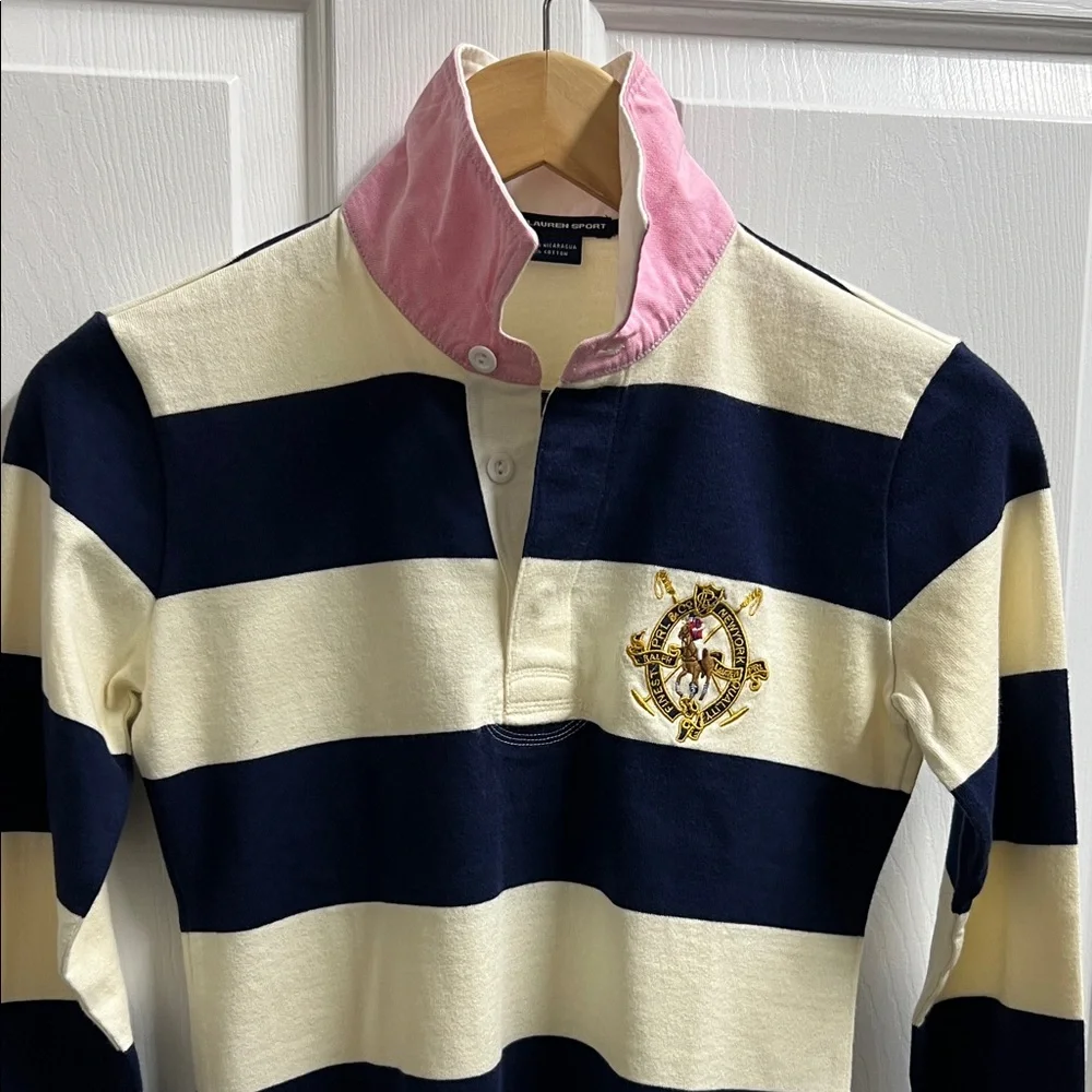 Polo by Ralph Lauren women’s Navy and Cream long sleeve Shirt size xs - Picture 6 of 9